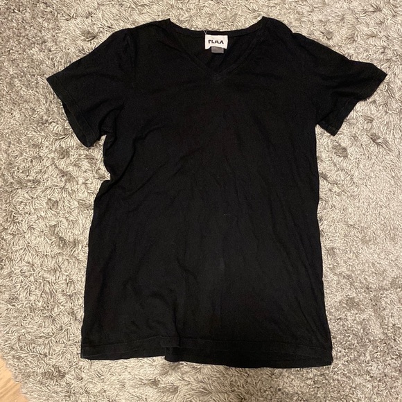 Flax Tops - Flax Black Short Sleeve V Neck Shirt